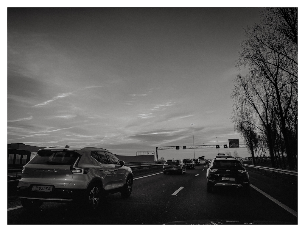 Traffic jam in monochrome 